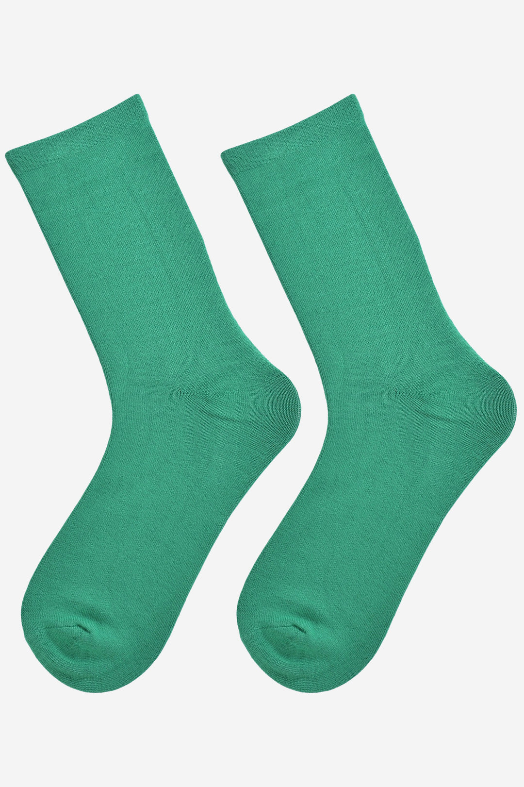 showing the green bamboo socks laying flat, showing the solid plain colourway of the socks.