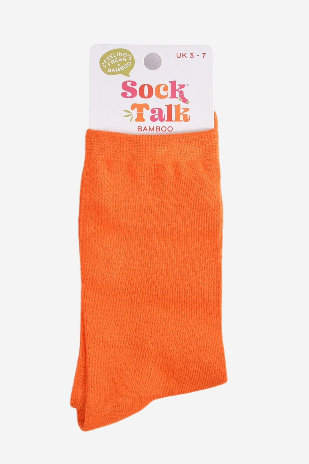 plain orange bamboo ankle socks in their sock talk packaging, the socks are a uk size 3-7