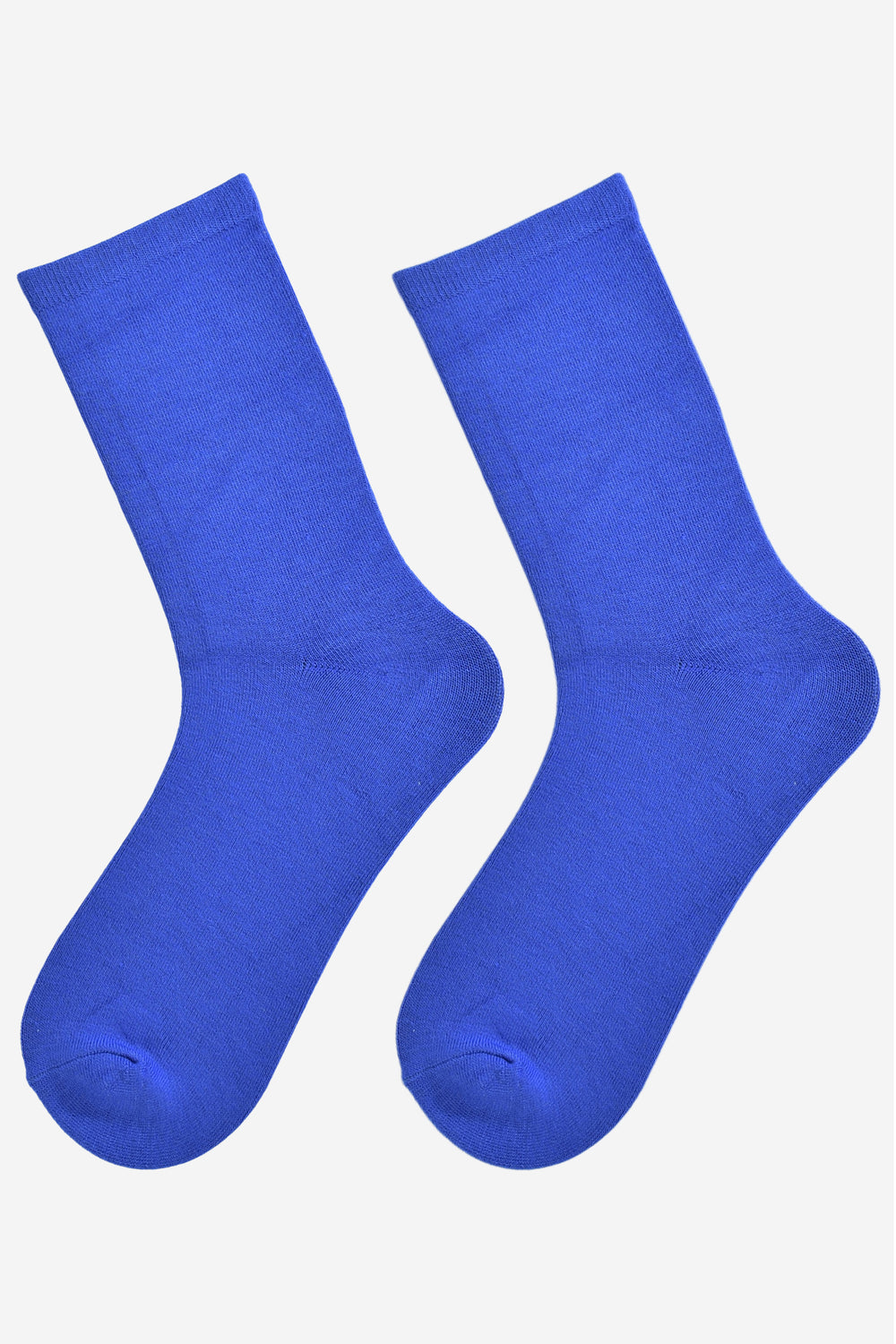 showing the royal blue bamboo socks laying flat, showing the solid plain colourway of the socks.