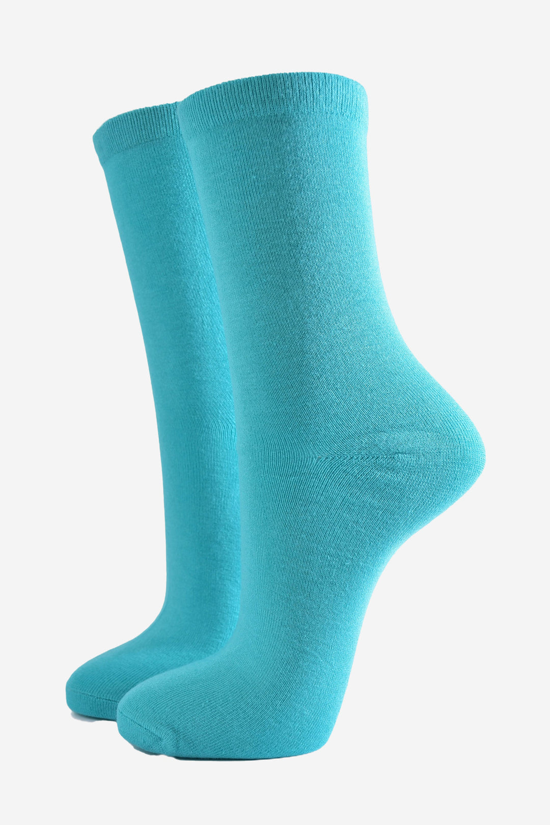 womens plain turquoise bamboo ankle socks