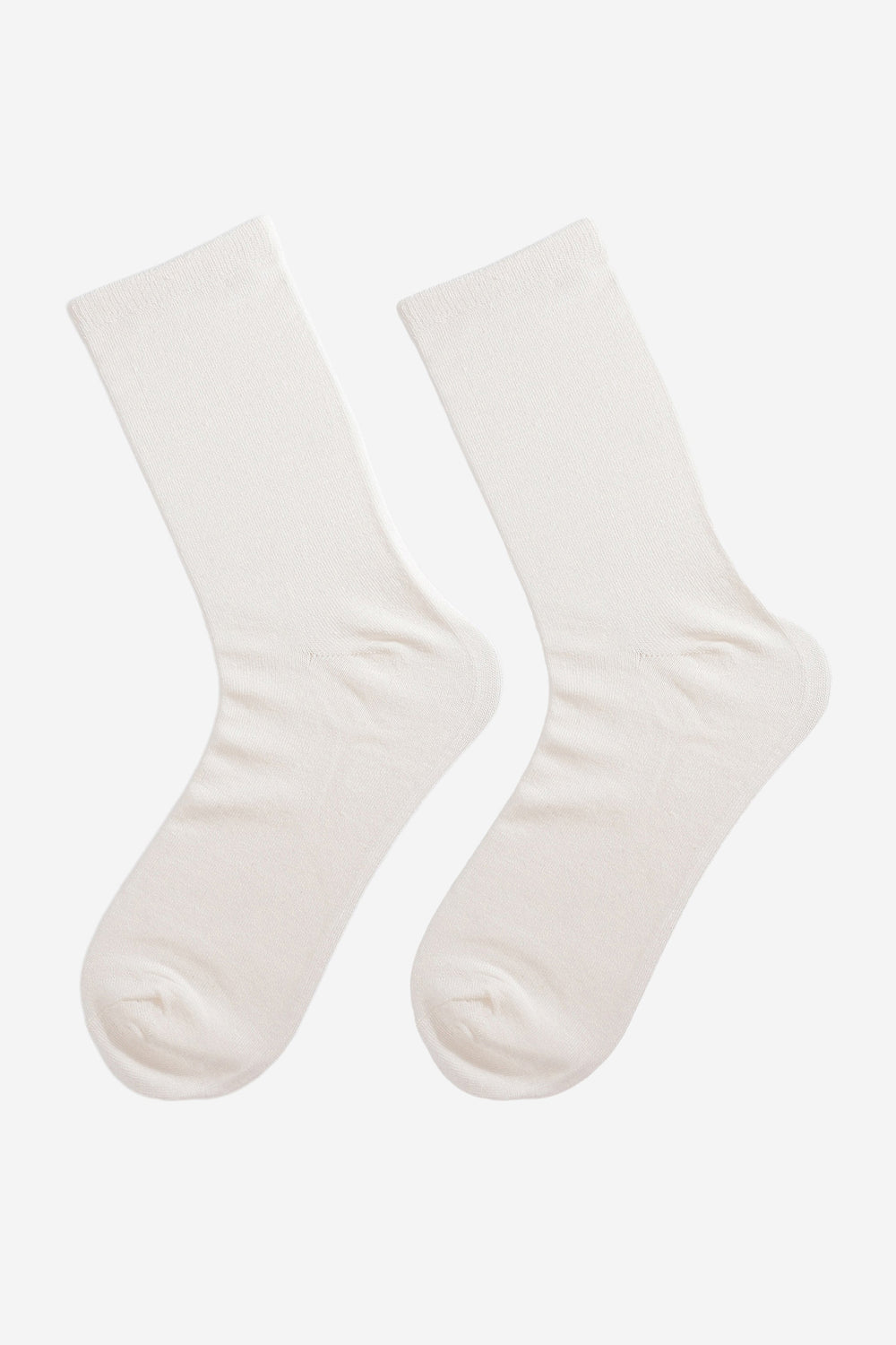 plain white bamboo socks laying flat