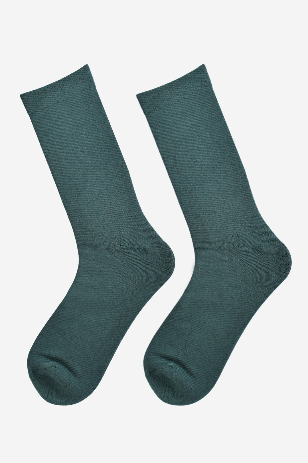 forest green bamboo socks laying flat, showing the all over consistent colour