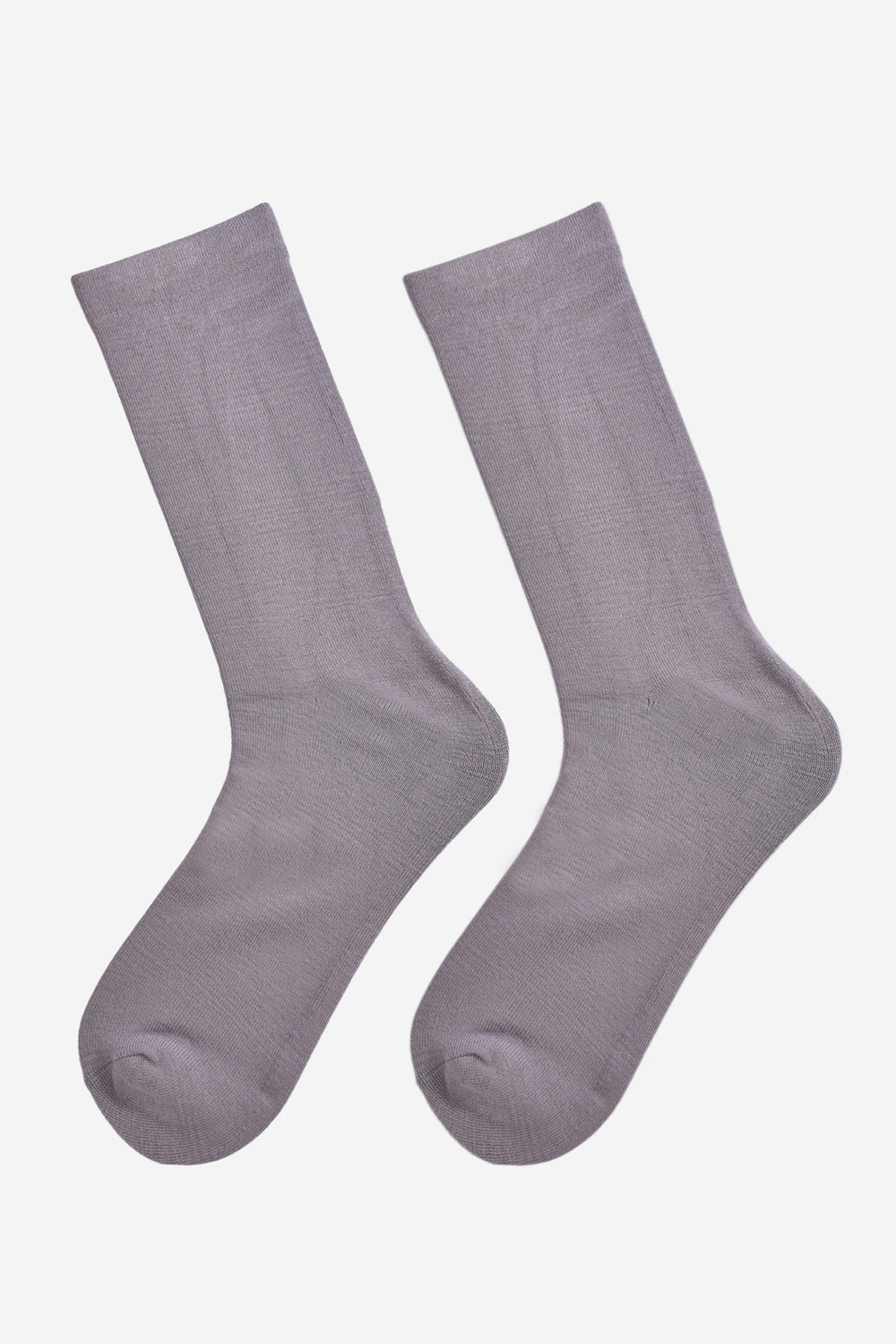 grey bamboo socks laying flat, showing the all over consistent colour