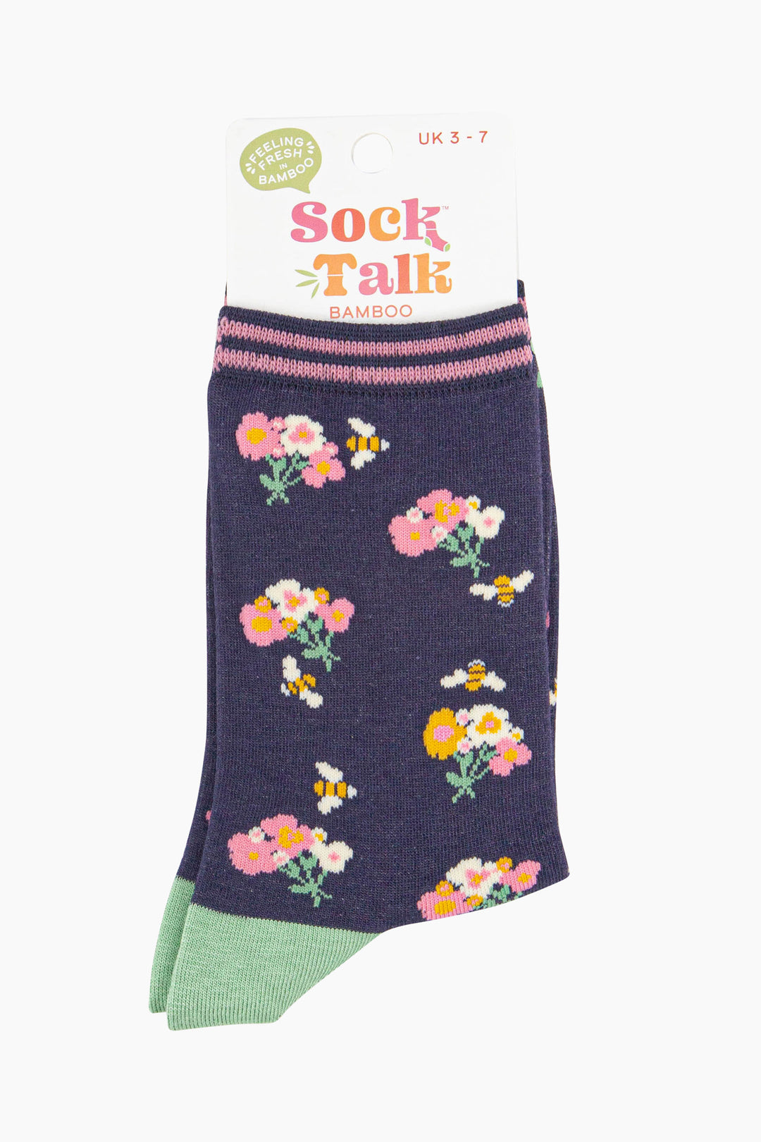 womens-bamboo-socks-navy-bees-floral-posies-in-socktalk-packaging-these-ankle-socks-are-a-uk-3-7