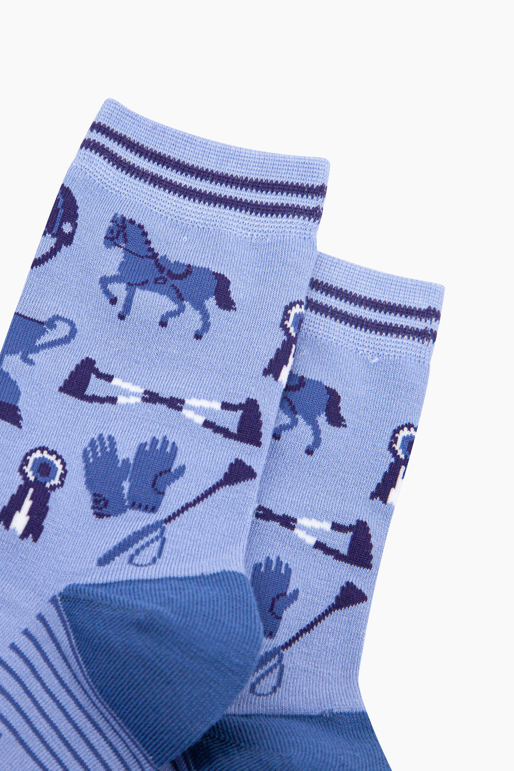 Horse-Riding-Bamboo-Socks-in-Blue-Close-Up