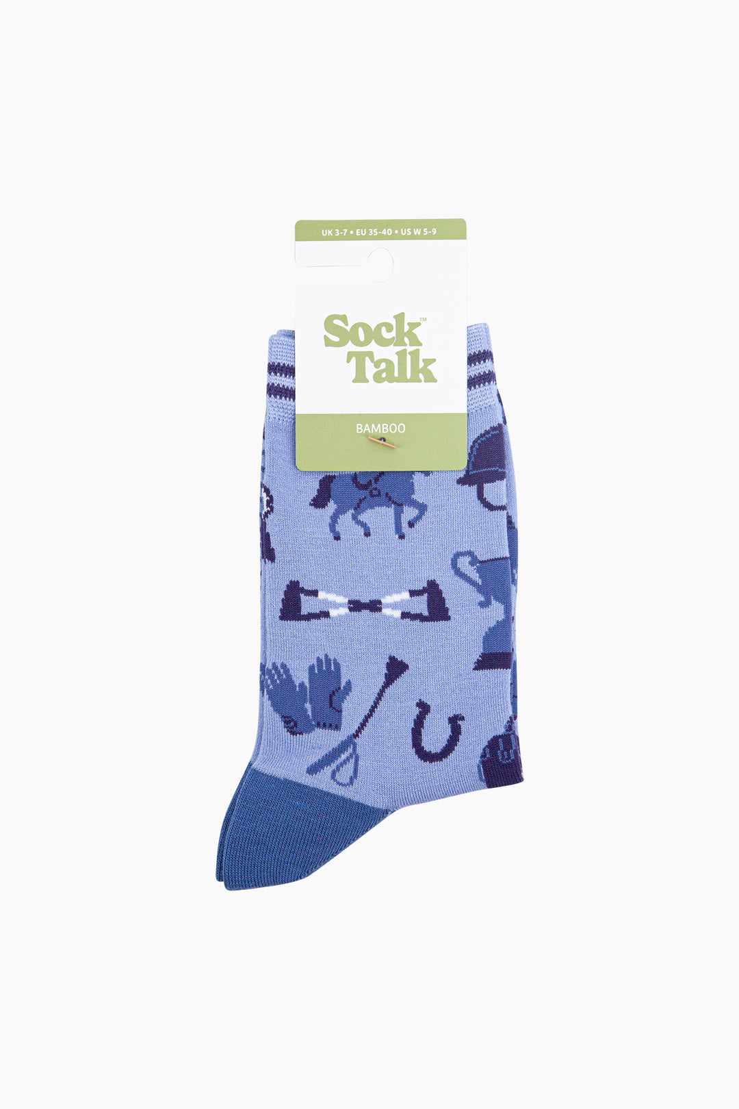 Horse-Riding-Bamboo-Socks-in-Blue-In-Packaging