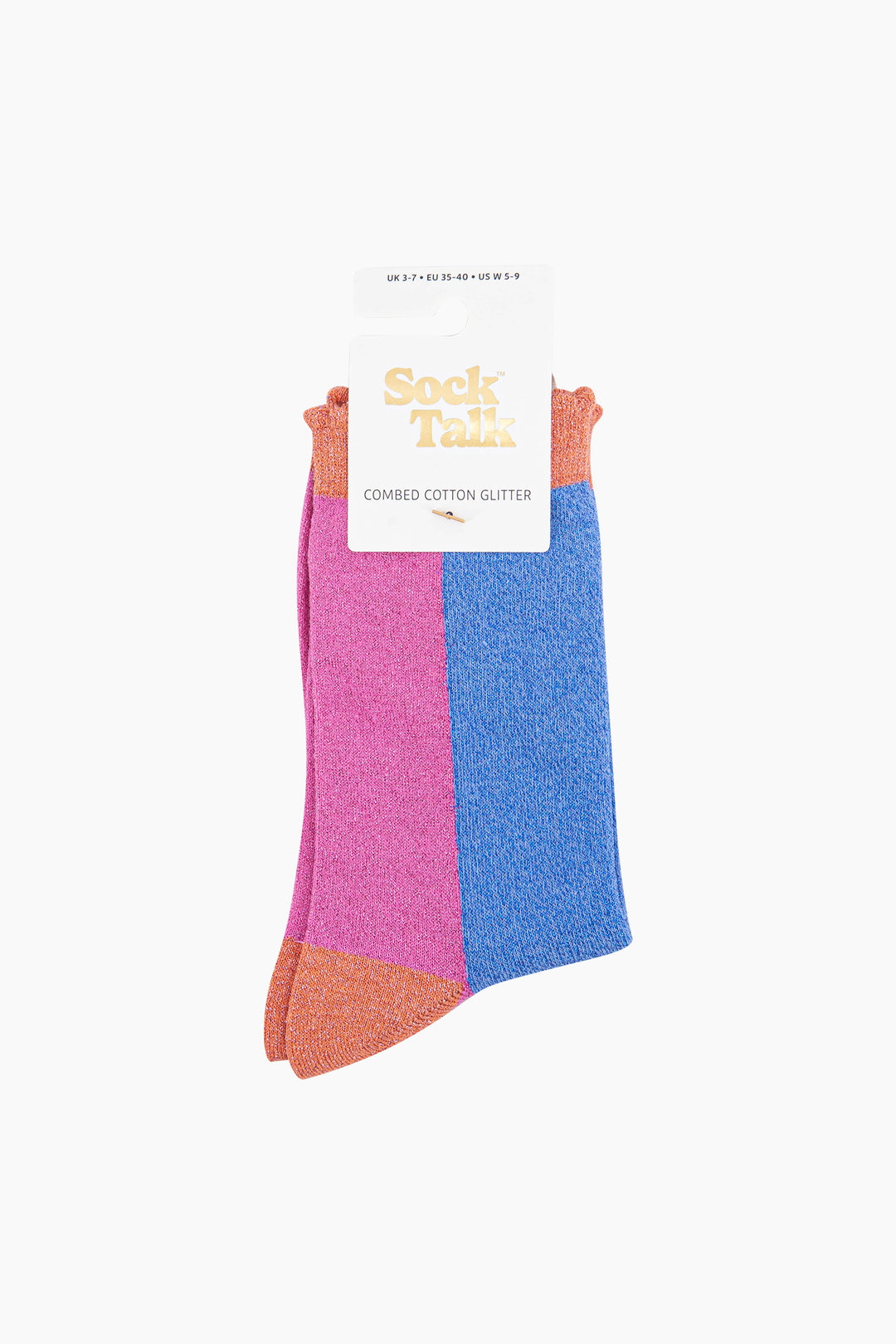 Colour-Block-Combed-Cotton-Glitter-Socks-in-Blue-Pink-in-packaging