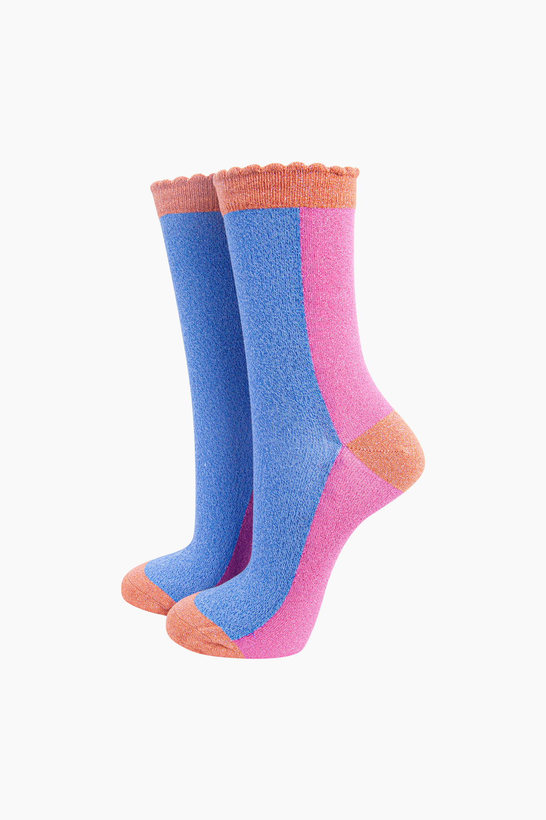 Colour-Block-Combed-Cotton-Glitter-Socks-in-Blue-Pink-mannequin