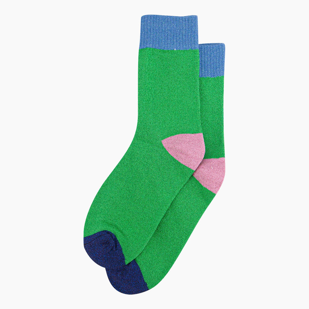 womens-glitter-socks-lime-denim-blue-colour-burst-laying-flat