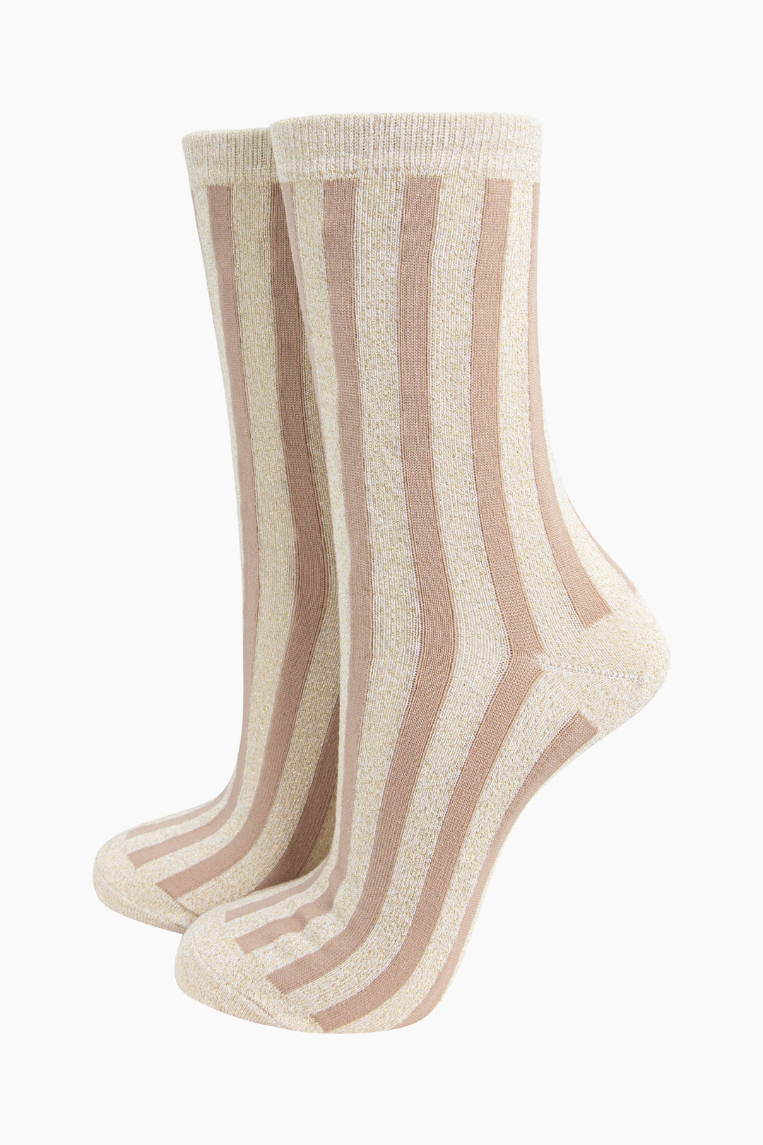 womens-glitter-socks-cream-gold-stripes-vertical-contrasting-stripe-pattern