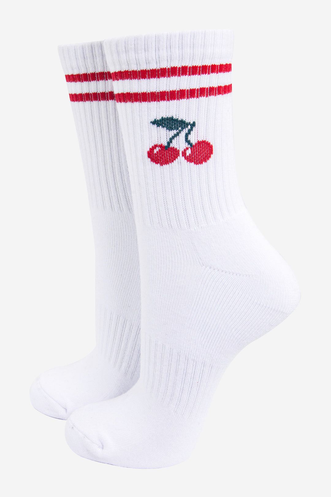 womens-sporty-socks-white-cherries-fruit-stripes