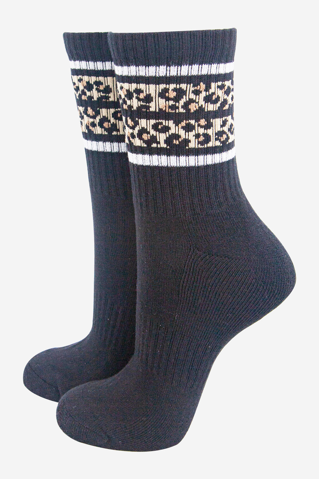 womens-sporty-socks-black-leopard-stripe-cotton