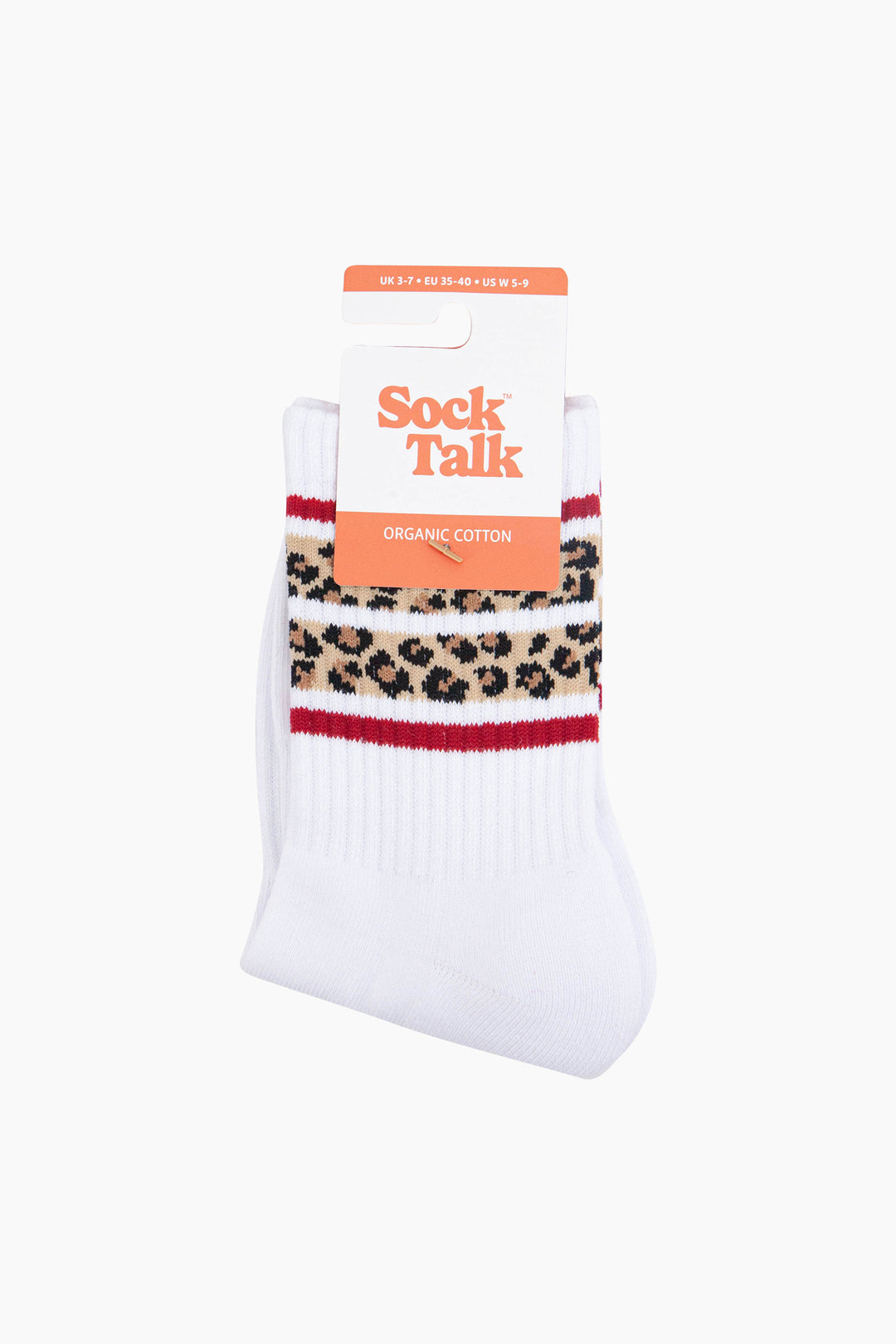 Leopard-Print-Striped-Combed-Cotton-Sports-Socks-in-White-In-Packaging