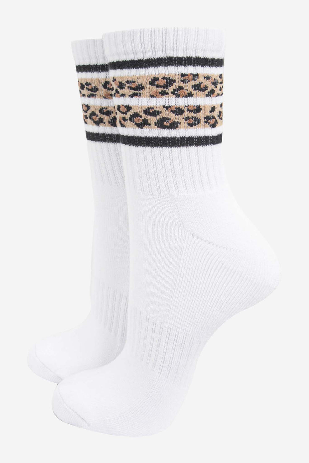womens-sporty-socks-white-leopard-stripe-animal-print