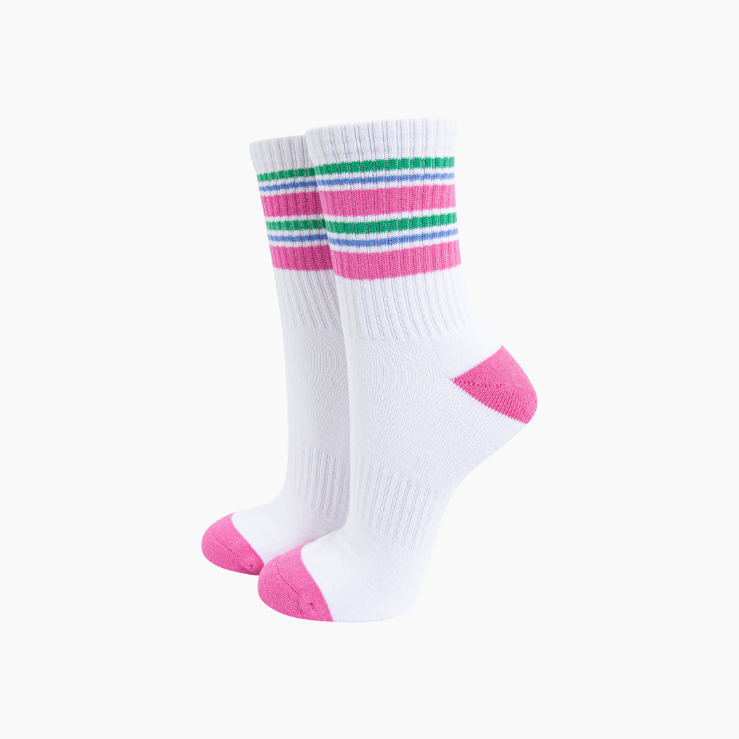 Striped-Combed-Cotton-Sports-Socks-in-Pink-Mannequin