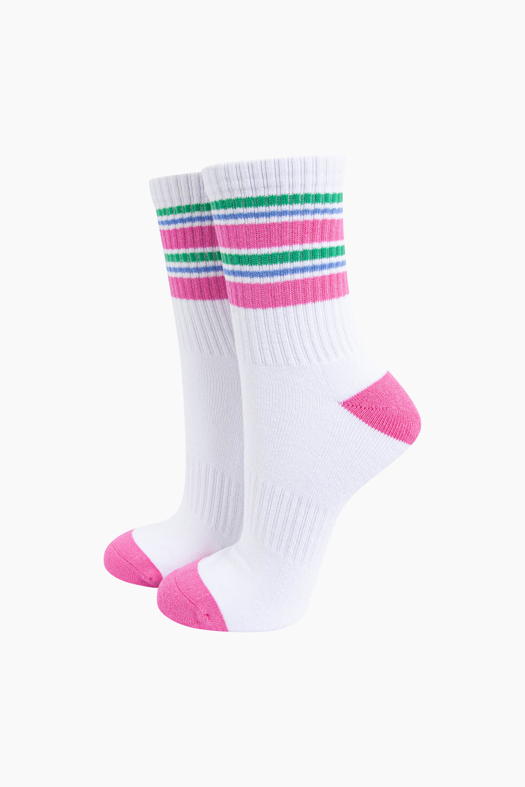 Striped-Combed-Cotton-Sports-Socks-in-Pink-Mannequin