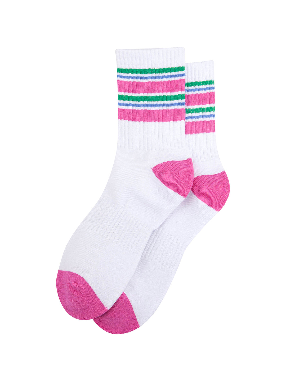 Striped-Combed-Cotton-Sports-Socks-in-Pink-Lying-Flat