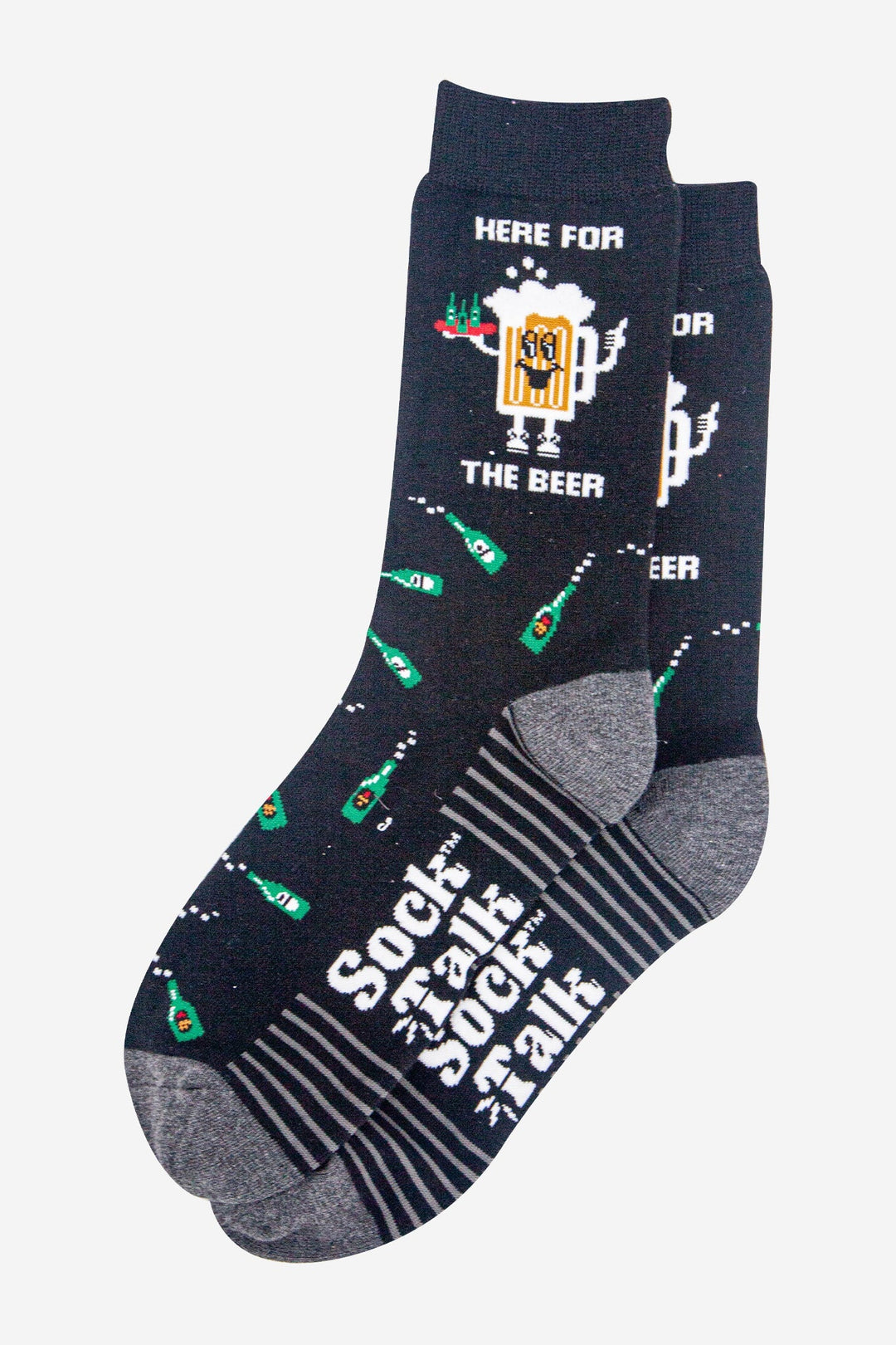 Men's Combed Cotton Crew Socks Christmas Cracker Gift Box - Black/Grey, Here For The Beer