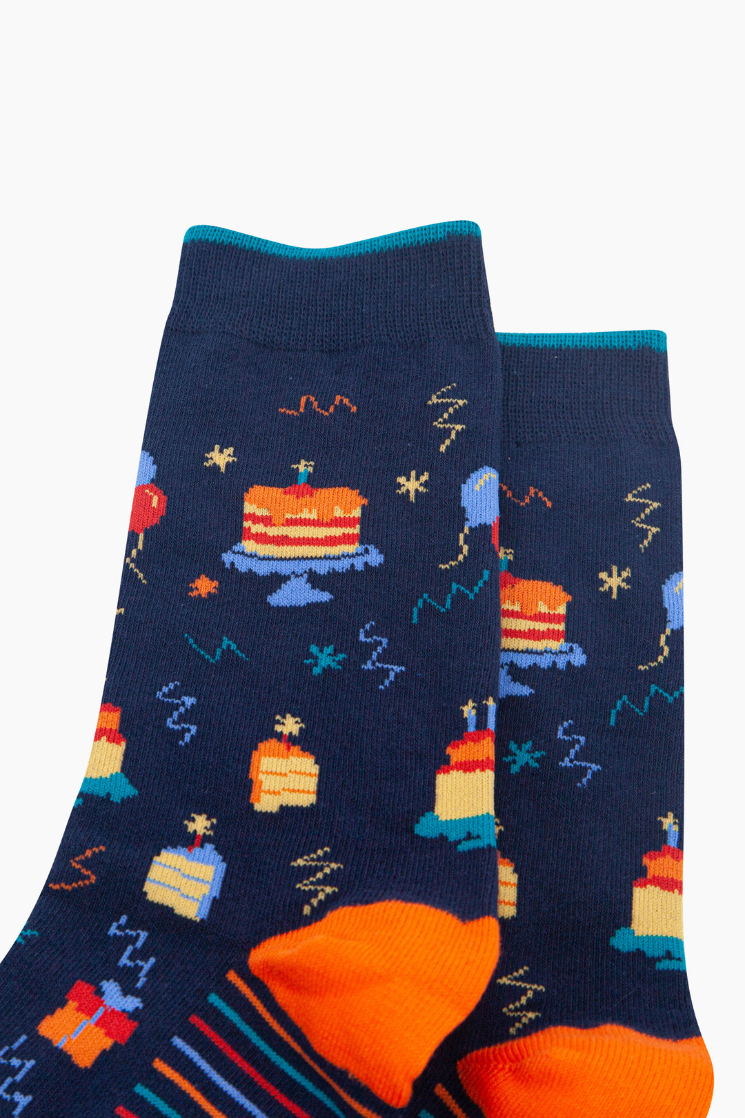 Birthday-Cake-Combed-Cotton-Socks-in-Navy-Blue-Close-Up