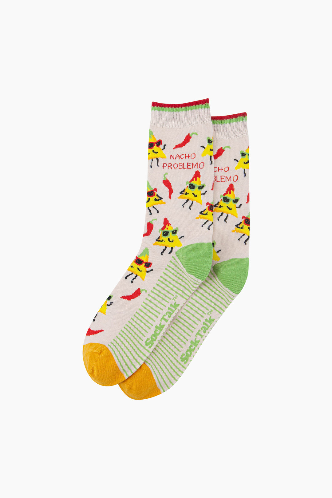 Nacho-Problemo-Combed-Cotton-Socks-in-White-Laid-Flat