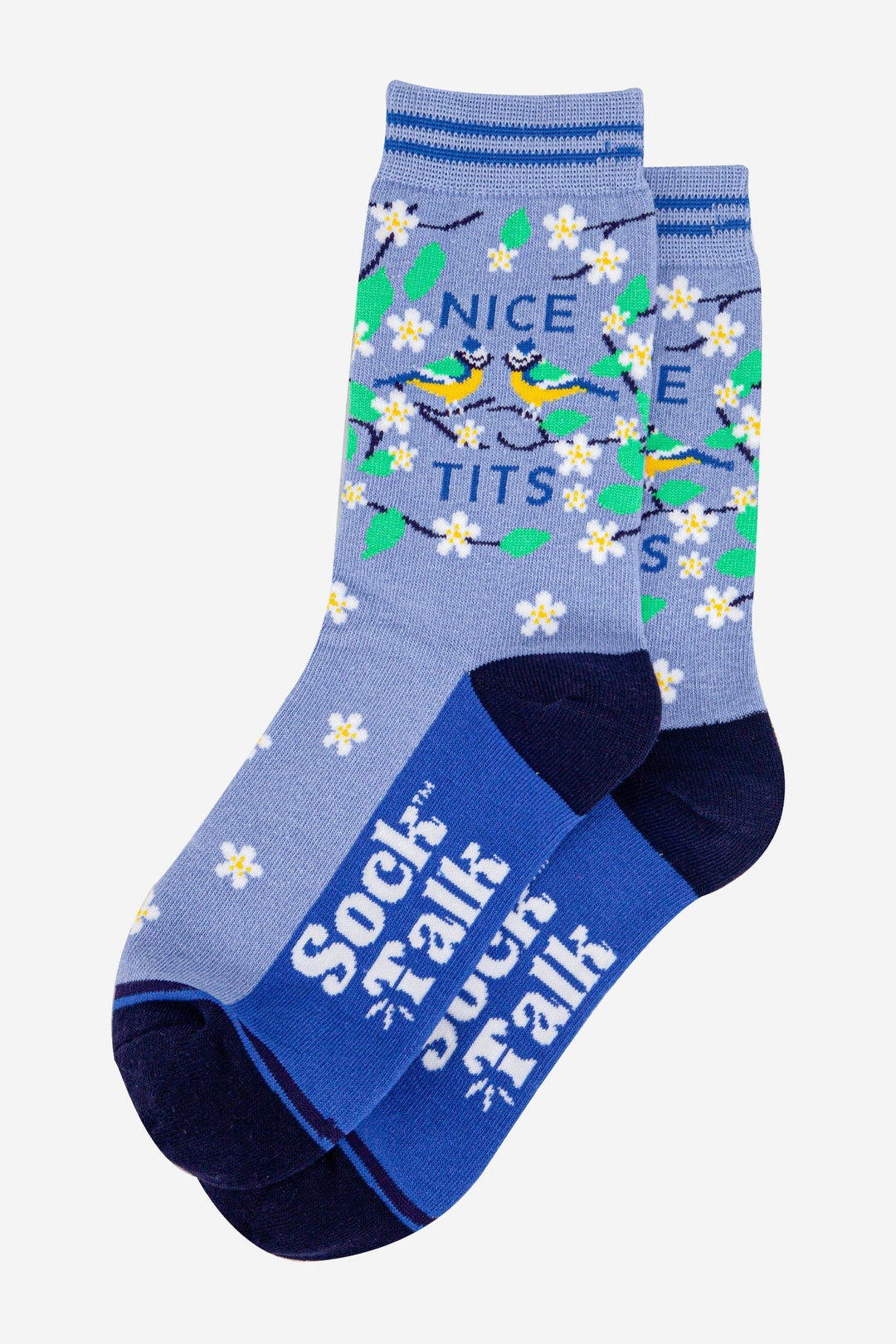 Women's Combed Cotton Ankle Socks Christmas Cracker Gift Box - Blue/Yellow, Nice Tits