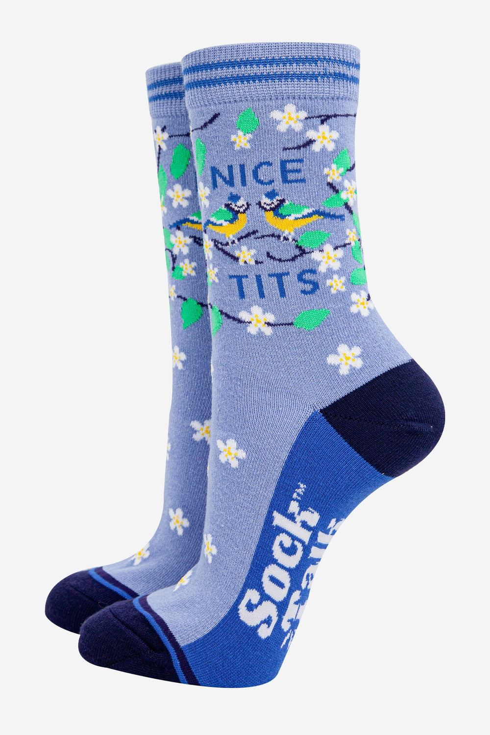 womens-combed-cotton-ankle-socks-blue-nice-tits-birds