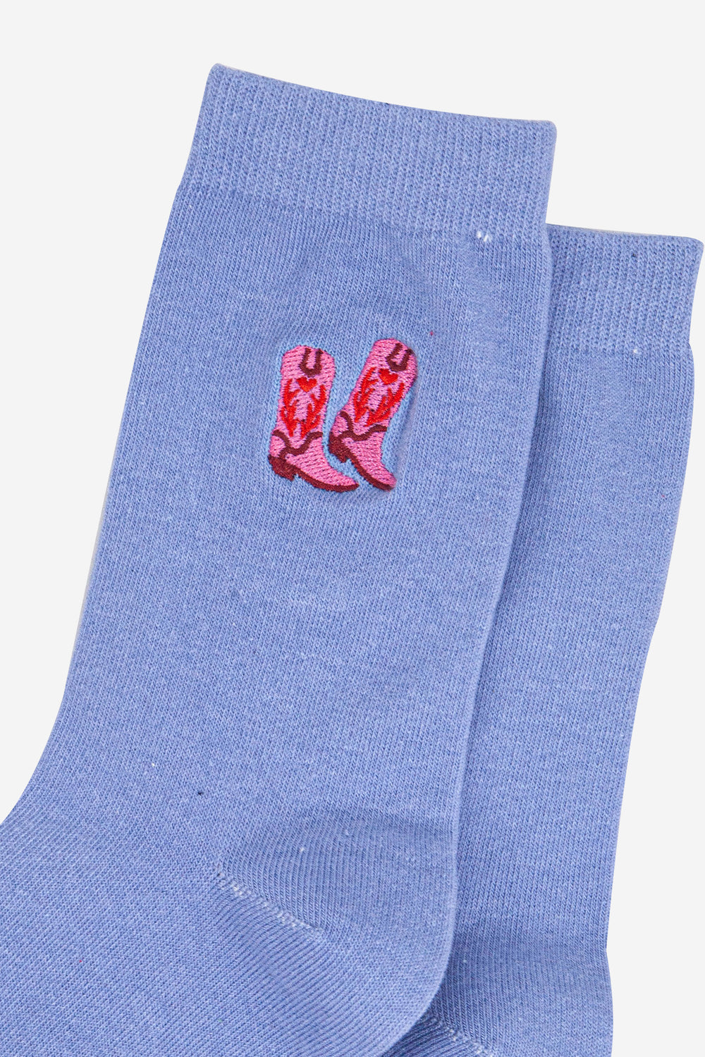 womens-embroidered-ankle-socks-light-blue-cowboy-boots-close-up