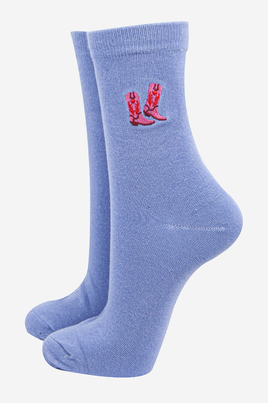 womens-embroidered-ankle-socks-light-blue-cowboy-boots-cotton