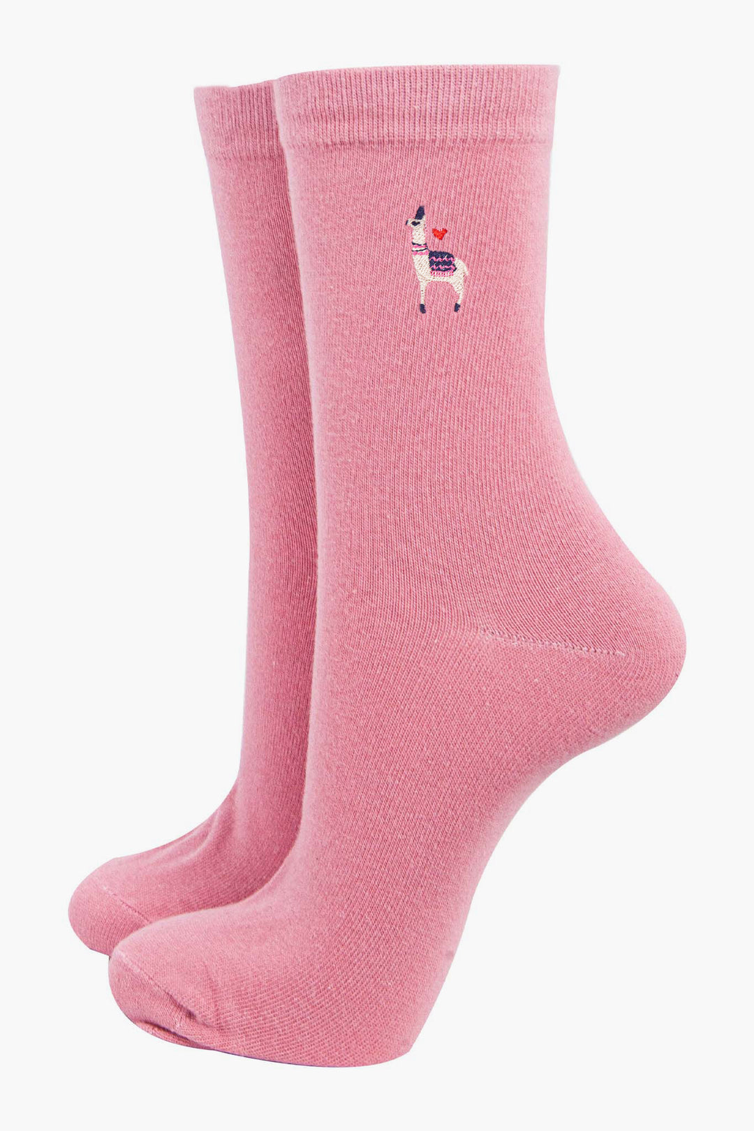 womens-embroidered-ankle-socks-pink-llama-love-hearts