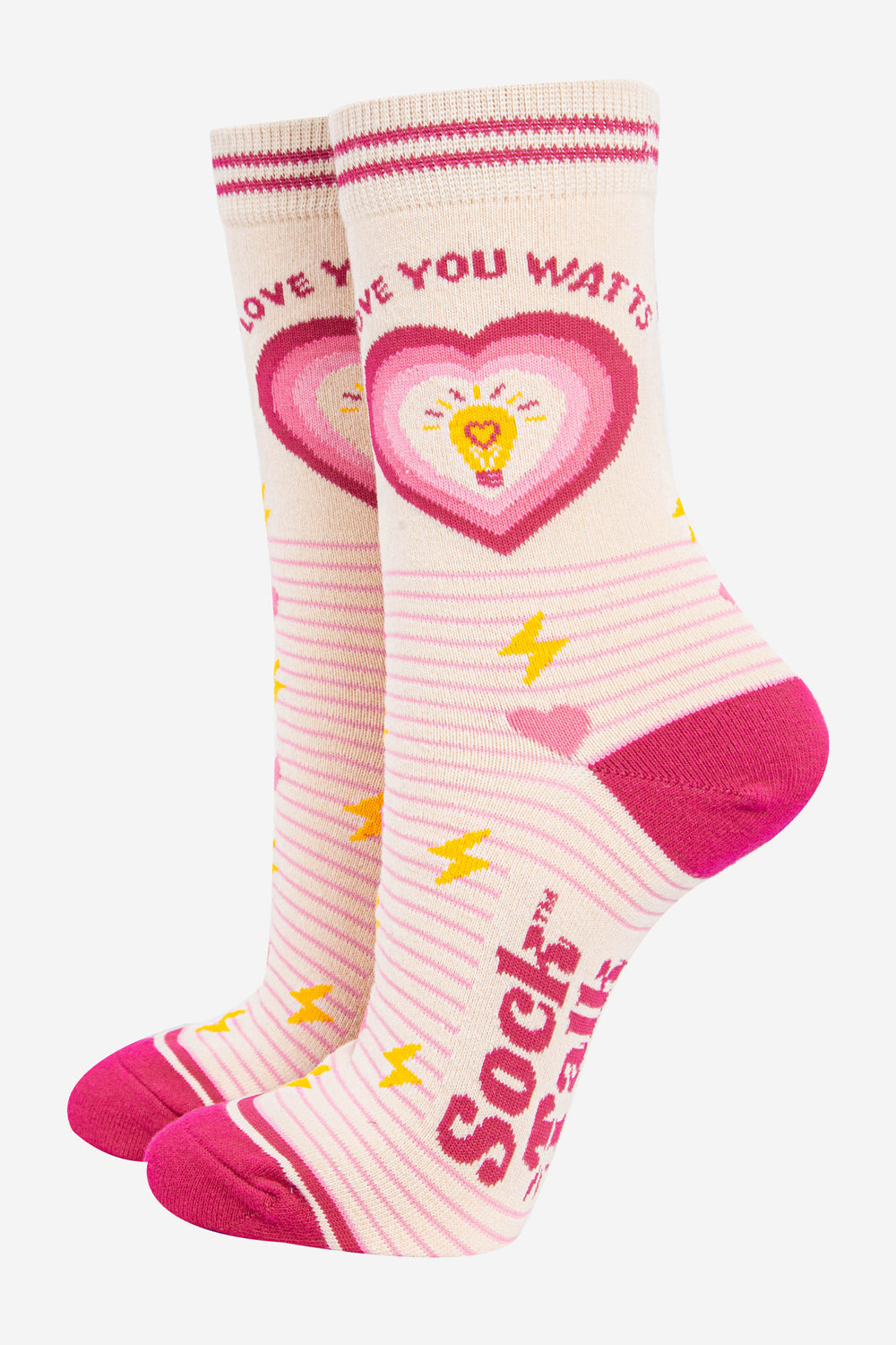 womens-combed-cotton-ankle-socks-cream-pink-love-you-watts-funny