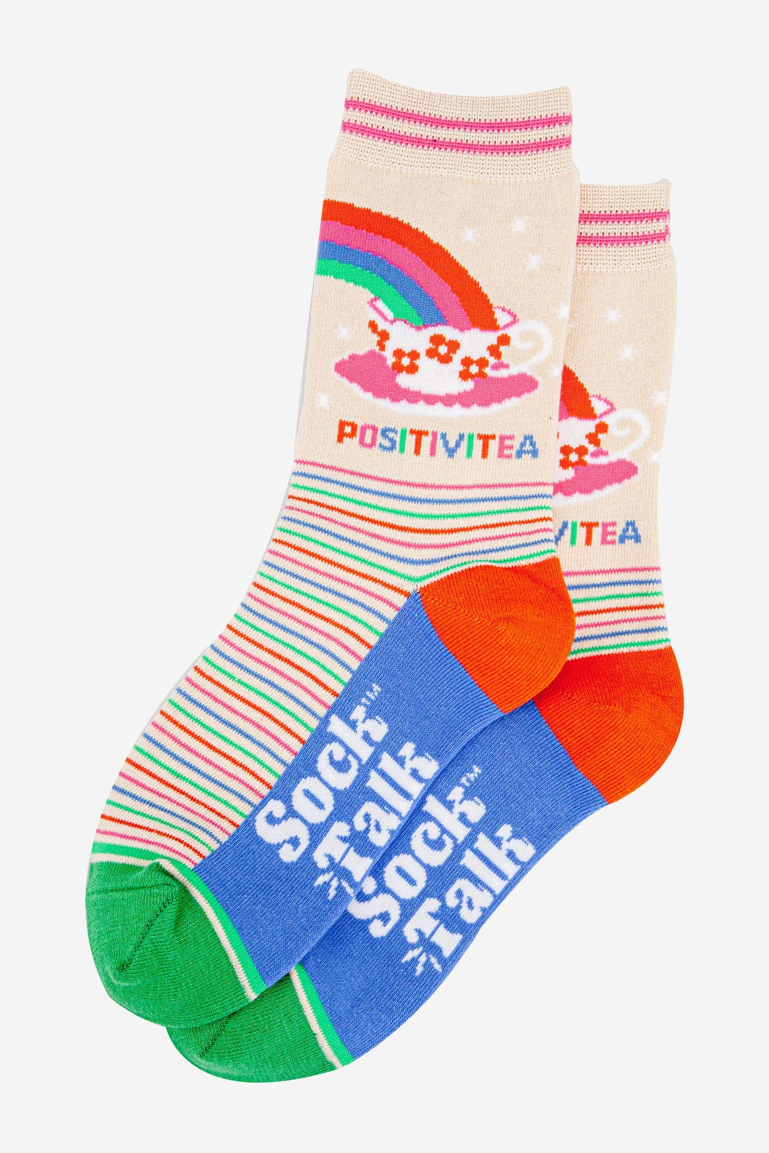 Women's Combed Cotton Ankle Socks Christmas Cracker Gift Box- Cream/Multi, Positivitea