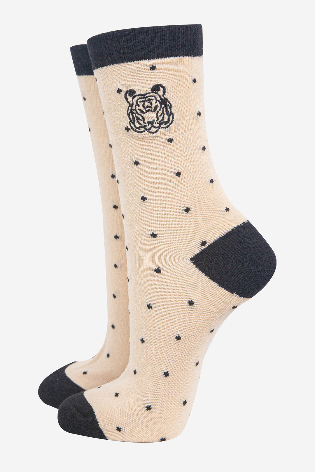 womens-embroidered-ankle-socks-cream-tiger-polka-dot-cotton