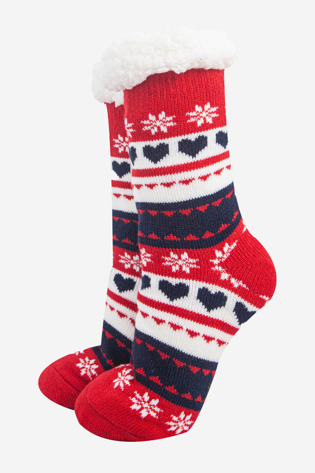 womens-long-slipper-socks-navy-red-fair-isle-warm-fleece