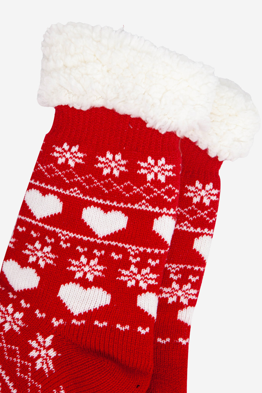 womens-long-slipper-socks-red-fair-isle-close-up-pattern