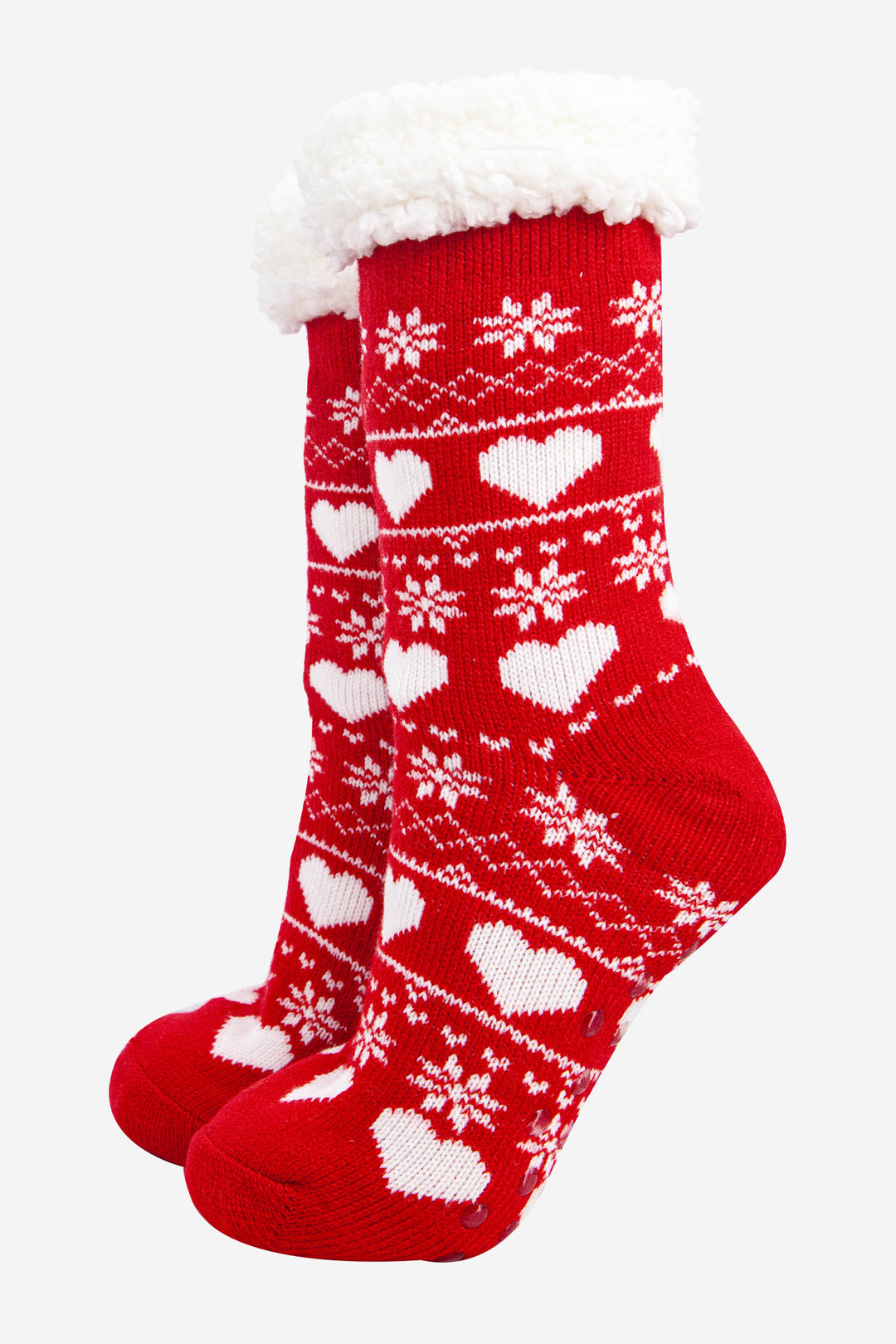womens-long-slipper-socks-red-fair-isle-warm-fluffy-lined