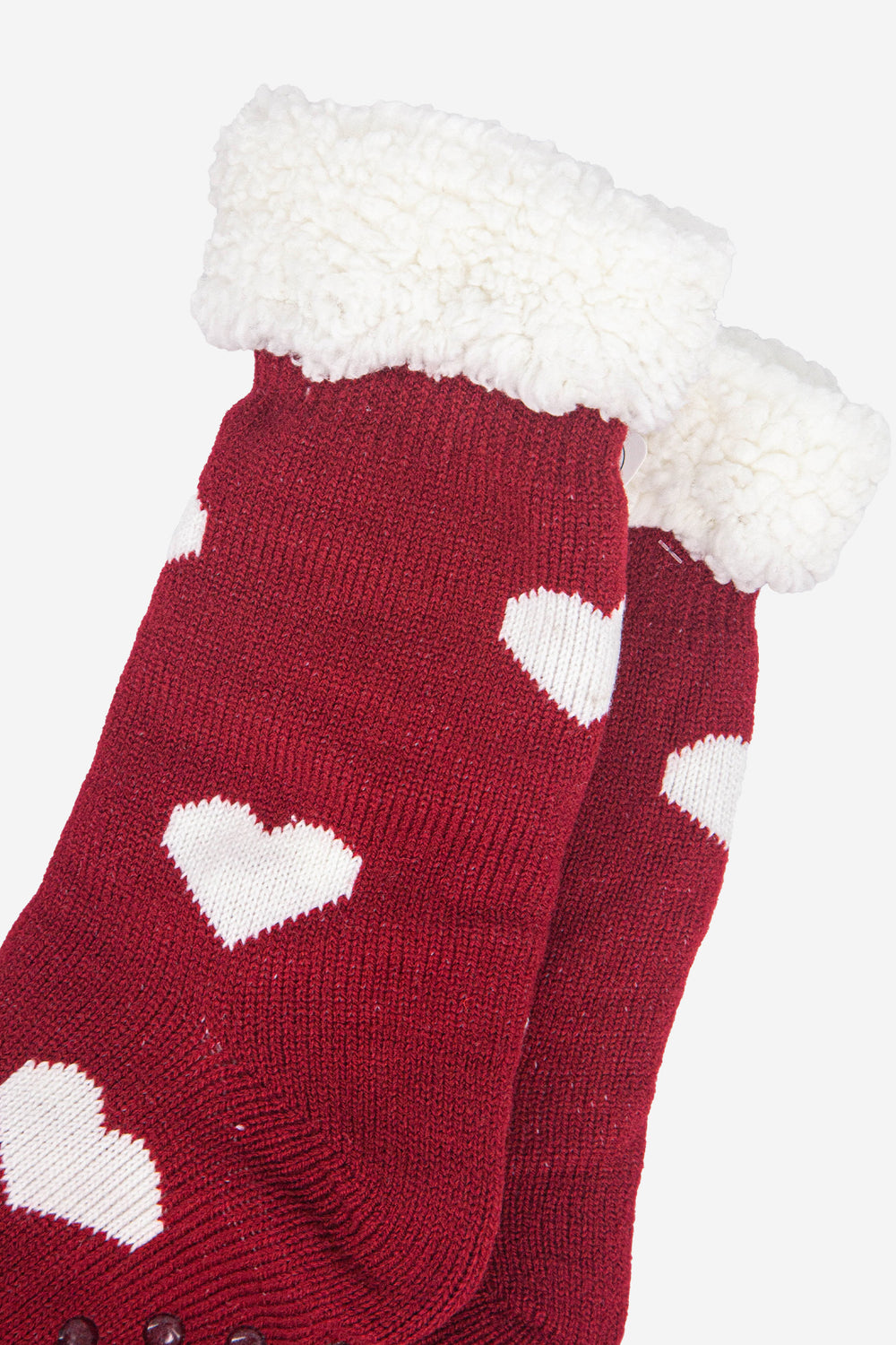 womens-long-slipper-socks-red-heart-close-up-fleece-lining