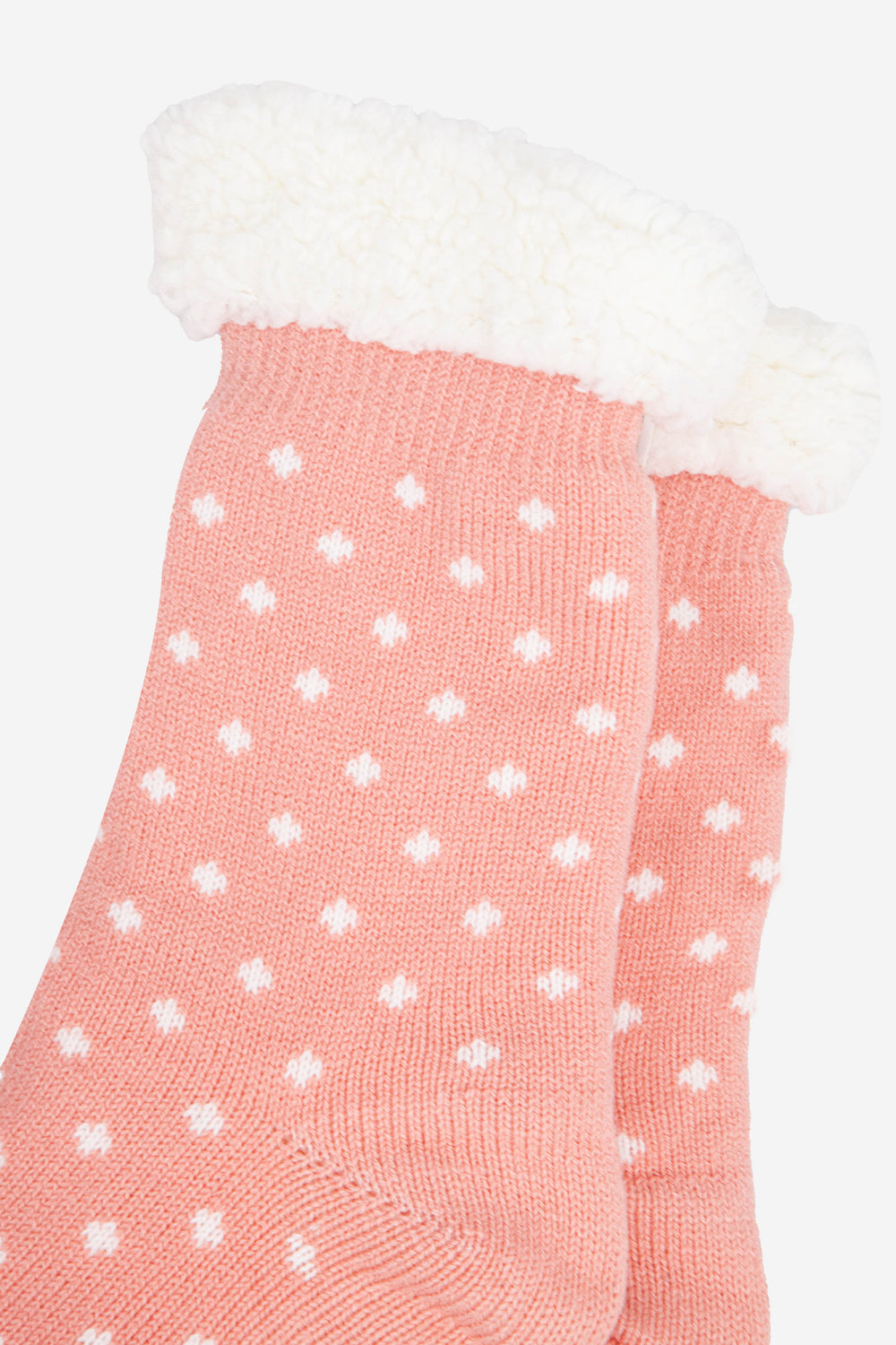 womens-long-slipper-socks-pink-spot-close-up-fleece-cuffs
