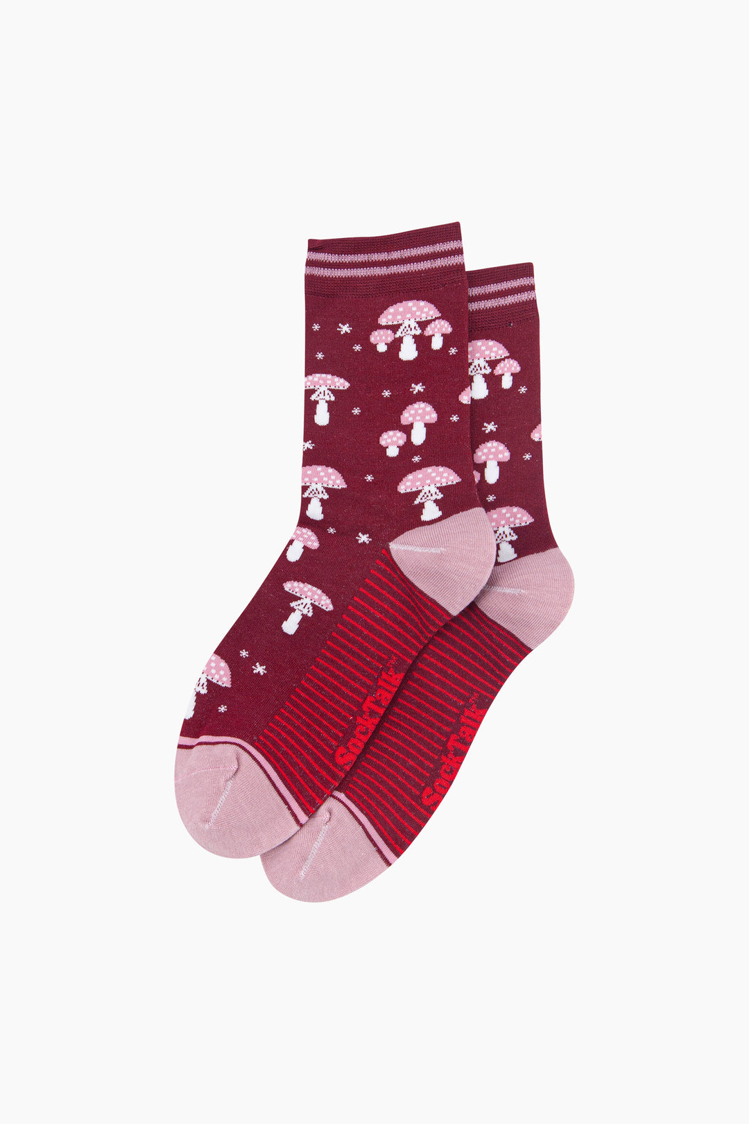 Toadstool-Women's-Bamboo-Socks-in-Red-Laid-Flat