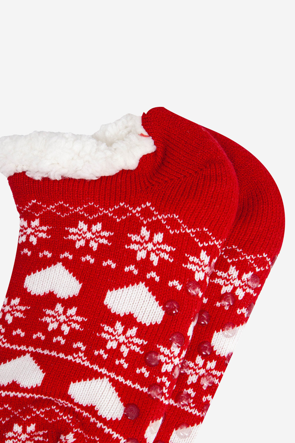 womens-short-slipper-socks-red-fair-isle-grip-soles