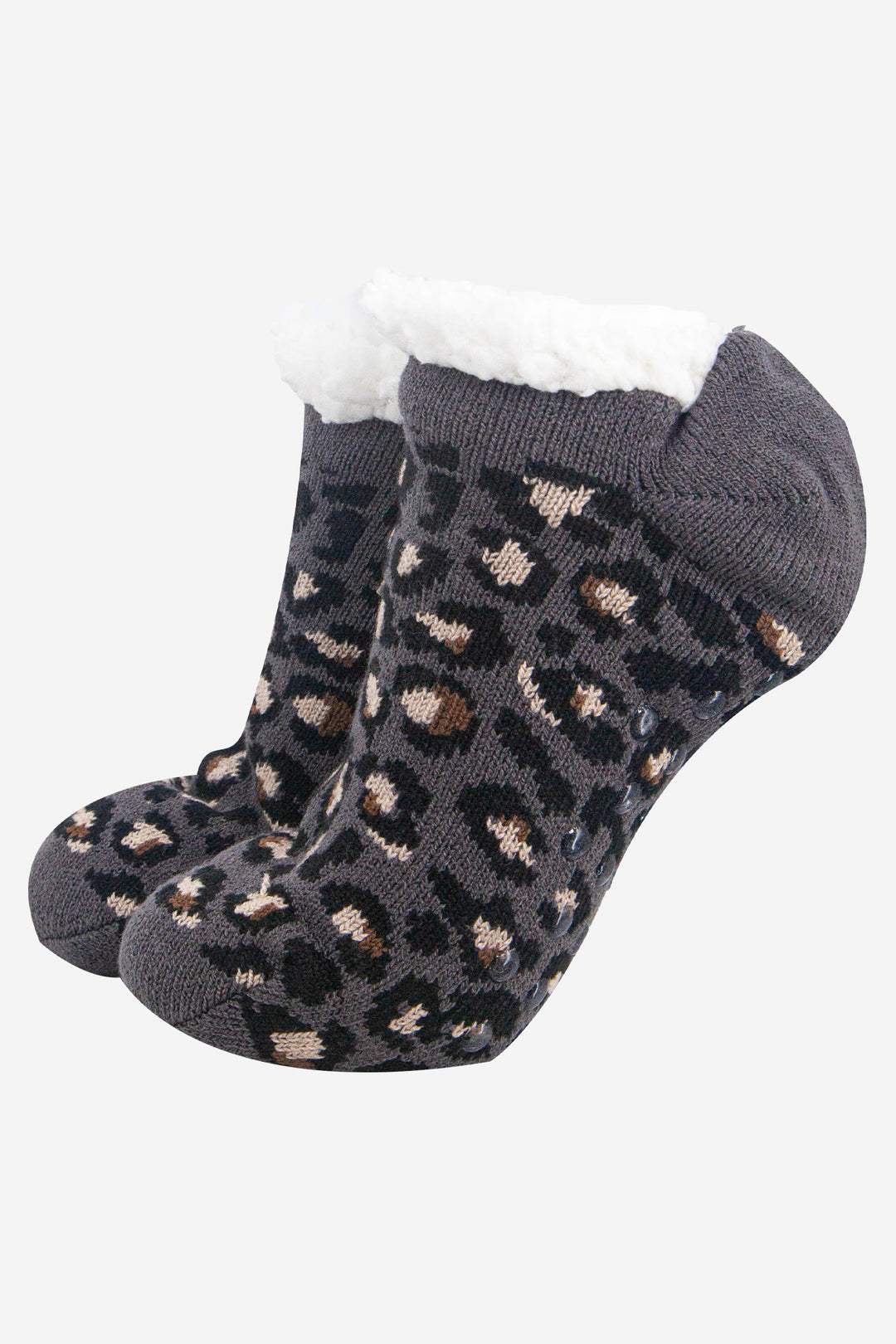 womens-short-slipper-sock-dark-grey-leopard-print