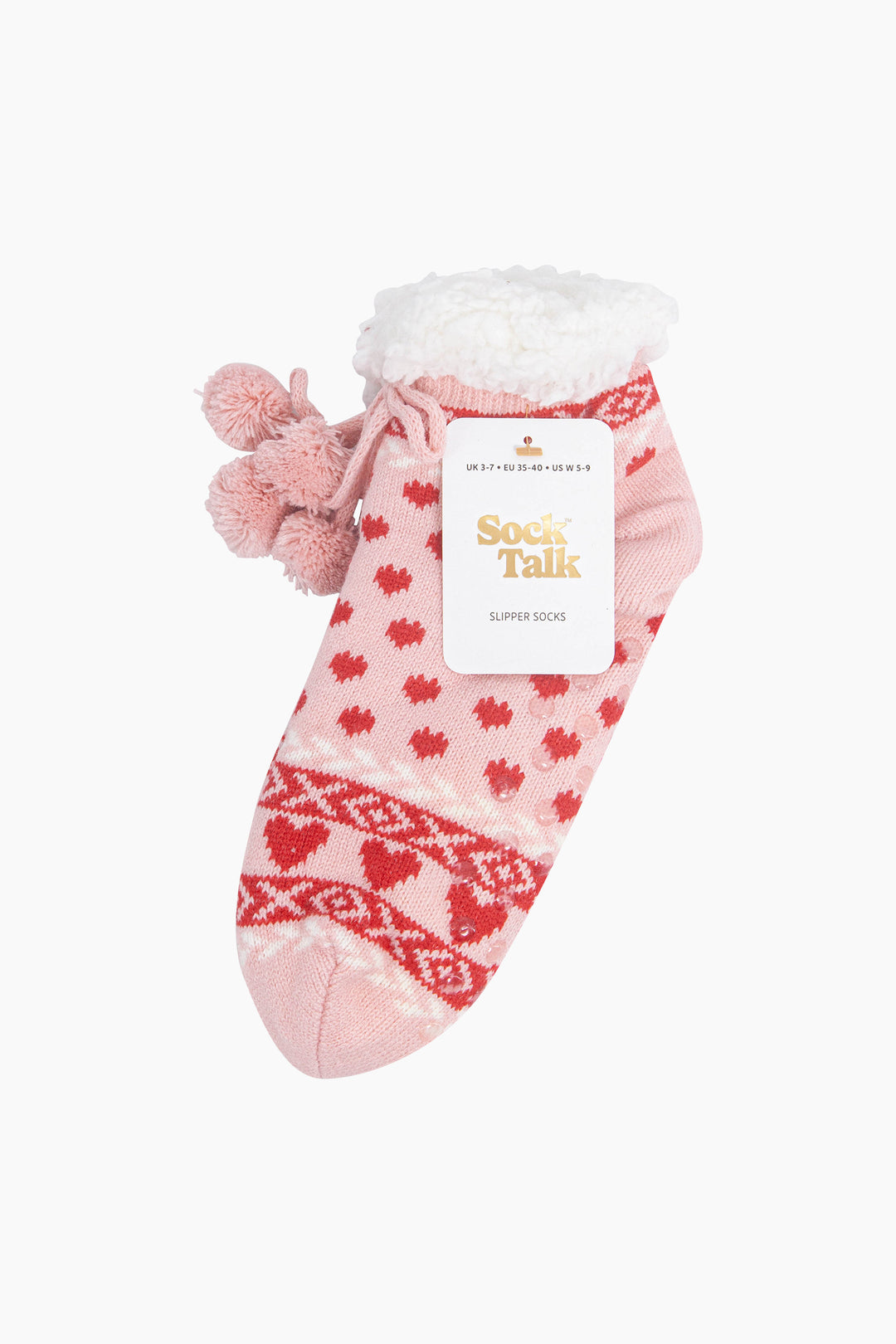 Heart-Short-Slipper-Socks-in-Soft-Pink/Red-In-Packaging