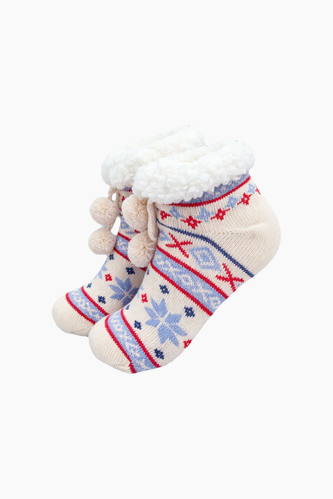Nordic-Snowflake-Short-Slipper-Socks-in-White/Icy-Blue-On-Mannequin
