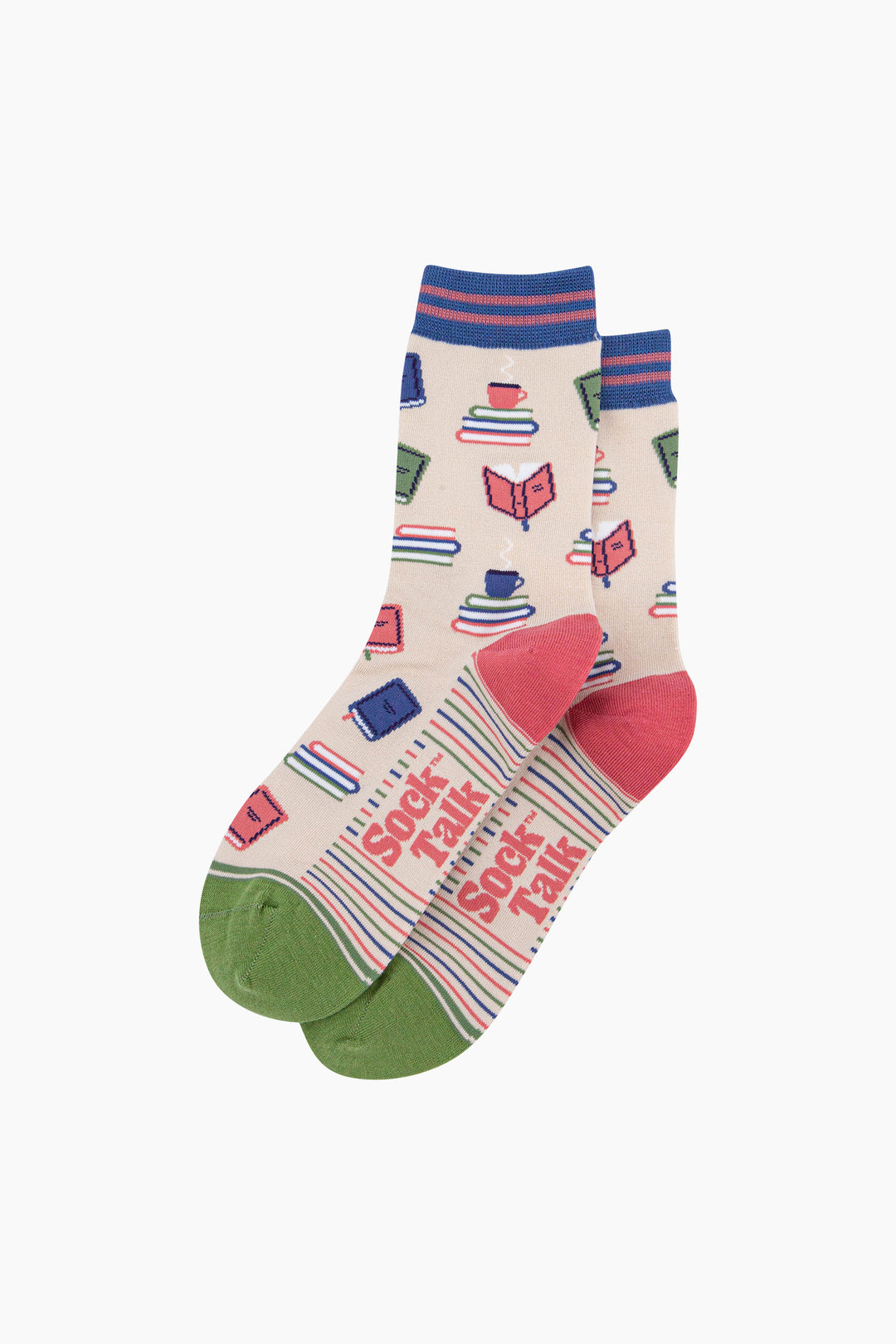 Book-Lover-Bamboo-Socks-in-Cream-Lying-Flat