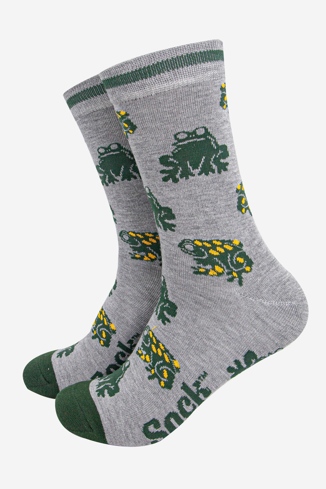 mens-bamboo-socks-grey-marl-green-frogs-pondlife