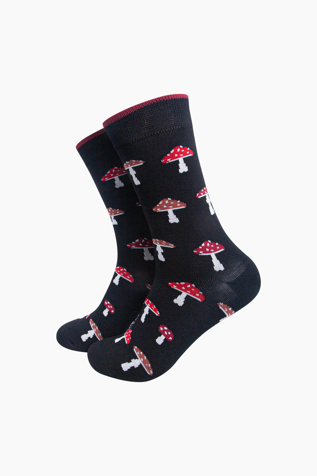 Toadstool-Men's-Bamboo-Socks-in-Black-On-Mannequin