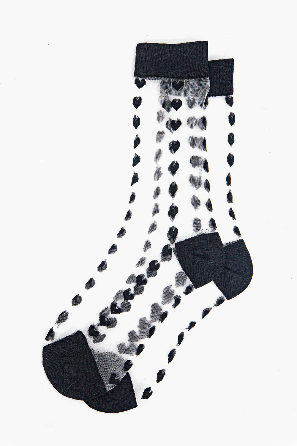 womens-sheer-ankle-socks-black-heart-laying-flat