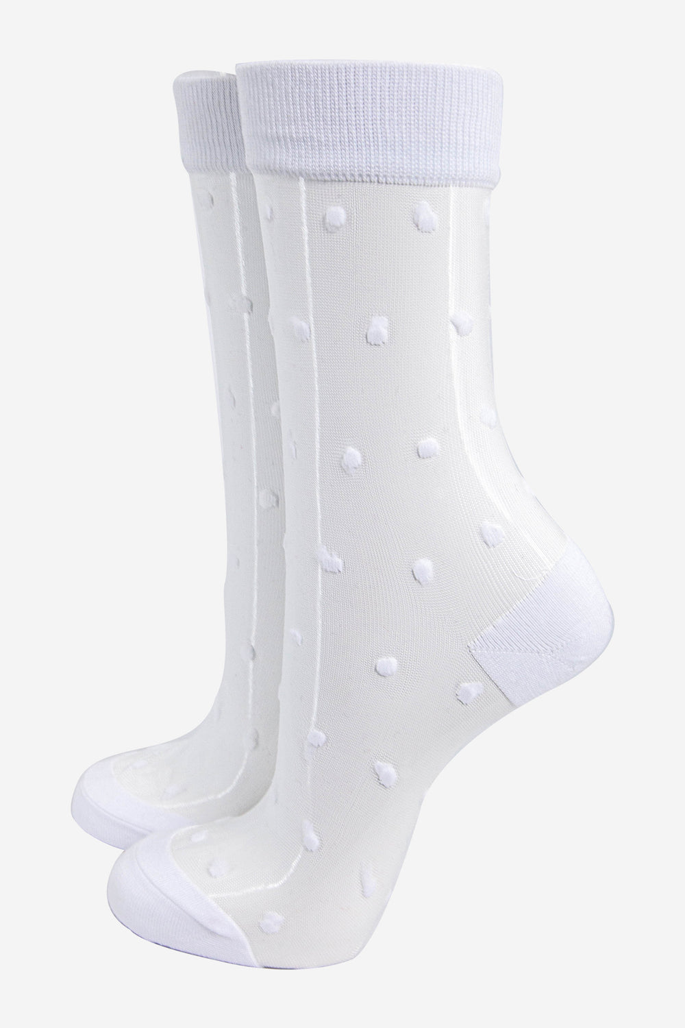 womens-sheer-ankle-socks-white-spots-dots