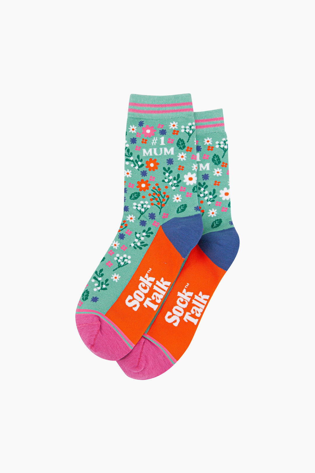 Number-1-Mum-Floral-Bamboo-Socks-in-Green-Flatlay
