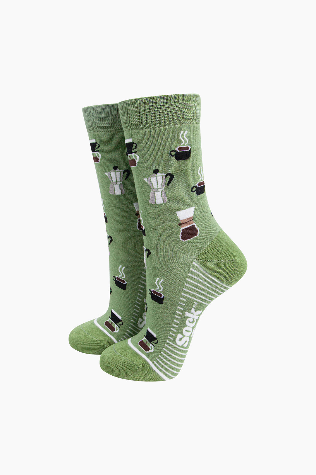 Coffee-Lovers-Bamboo-Socks-in-Green-On-Mannequin
