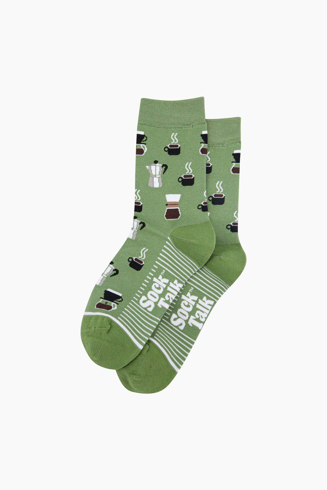 Coffee-Lovers-Bamboo-Socks-in-Green-Laid-Flat